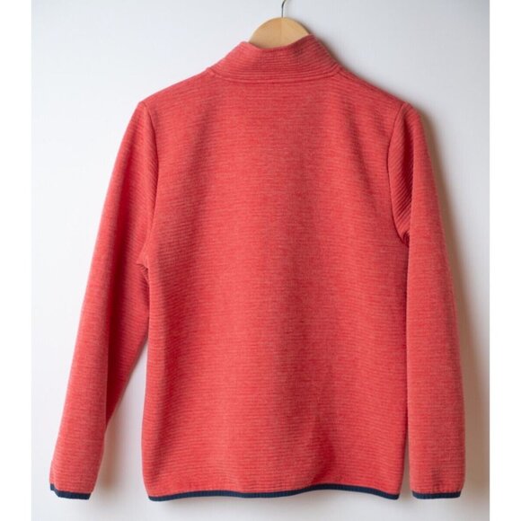 J. CREW Women's Size L Snap Front Quilted Ribbed Sweatshirt Pullover Coral - Picture 5 of 9